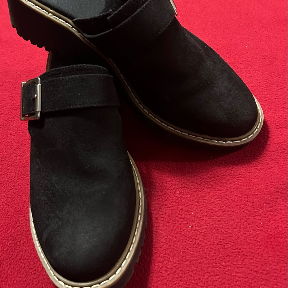 Loafers Black Suede Loafers with Buckle by White Mountain 8 1/2 M Great Shape